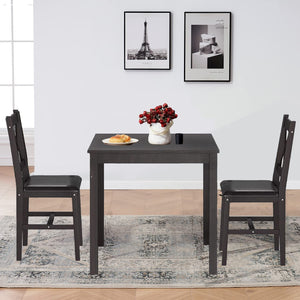 3-Piece Solid Wood Dining Table Set with Upholstered Chairs