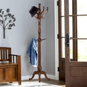 Freestanding Wood Coat Rack with 8 Hooks