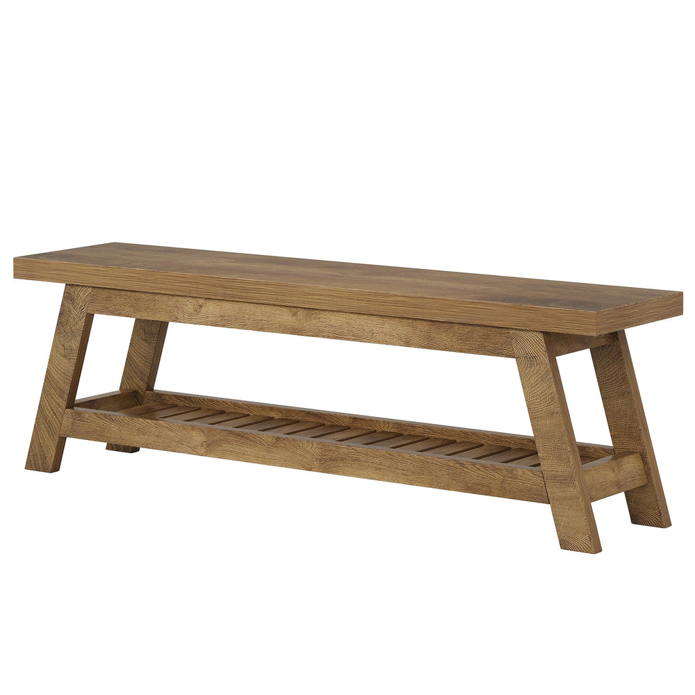 55" Wood Entryway Bench with Shoe Storage