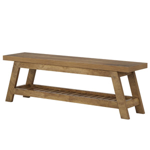 55" Wood Entryway Bench with Shoe Storage