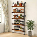5-Tier Wall Mounted Wine Rack with Industrial Pipe Bar Shelves