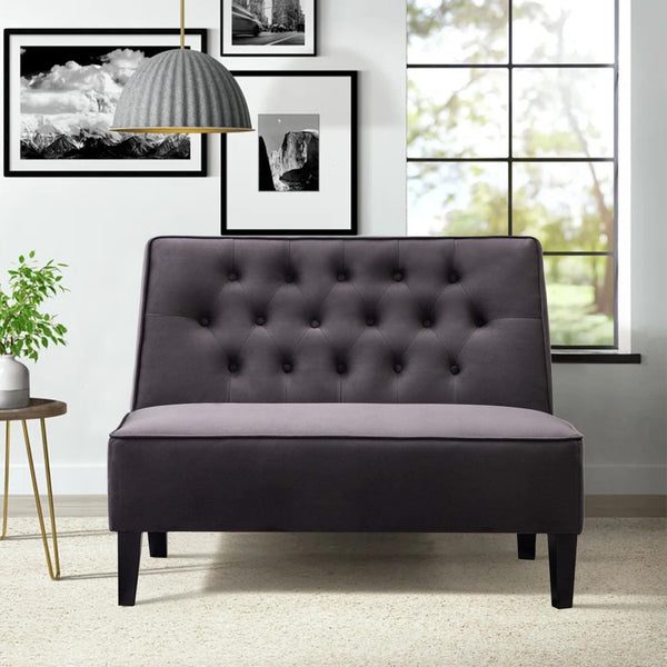 Button Tufted Loveseat Settee Bench – Velvet Upholstered 2-Seat Sofa