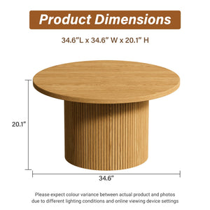 Round Wood Coffee Table 35.4"