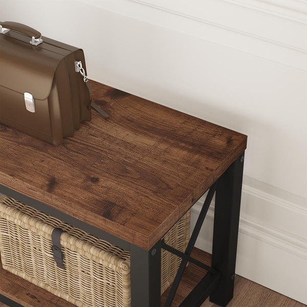 47" Entryway Bench with 2-Tier Shoe Storage