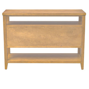 Console Table with Storage Cabinet – Cane Door, Honey Wood Finish, 47.75"W