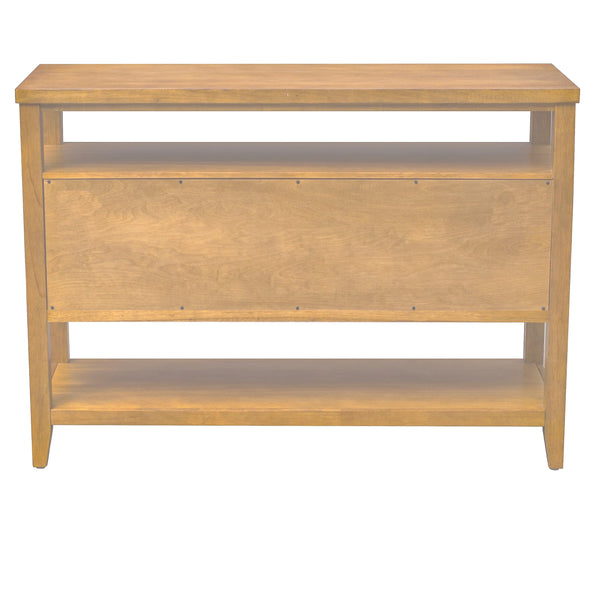 Console Table with Storage Cabinet – Cane Door, Honey Wood Finish, 47.75"W