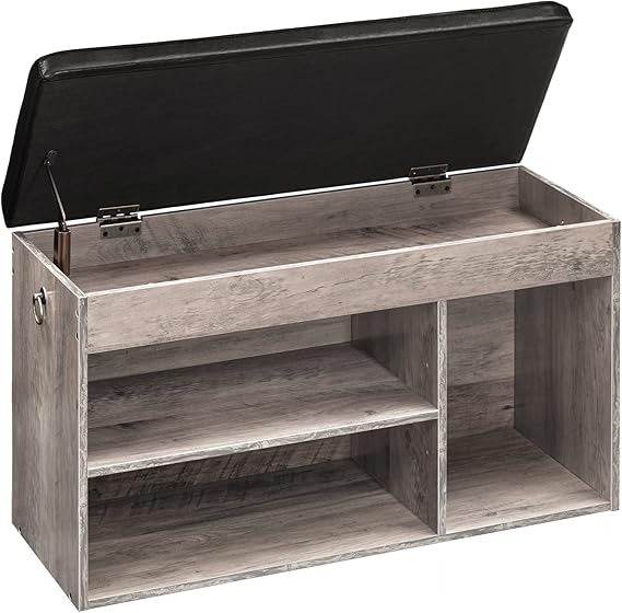 Shoe Storage Bench with Cushion & Lift-Top Hidden Storage