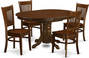 7-Piece Oval Dining Table Set with Butterfly Leaf & 6 Upholstered Chairs