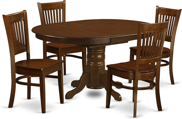 7-Piece Oval Dining Table Set with Butterfly Leaf & 6 Upholstered Chairs