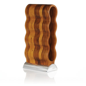 4-Bottle Acacia Wood Wine Rack with Metal Base