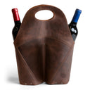Double Wine Bottle Carrier – Full Grain Leather Tote Bag