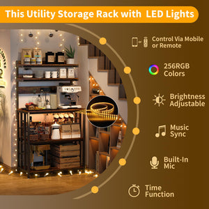 5-Tier Kitchen Baker's Rack with Power Outlet & LED Lights