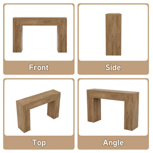 43-Inch Console Table with Double Wooden Base – Oak Brown