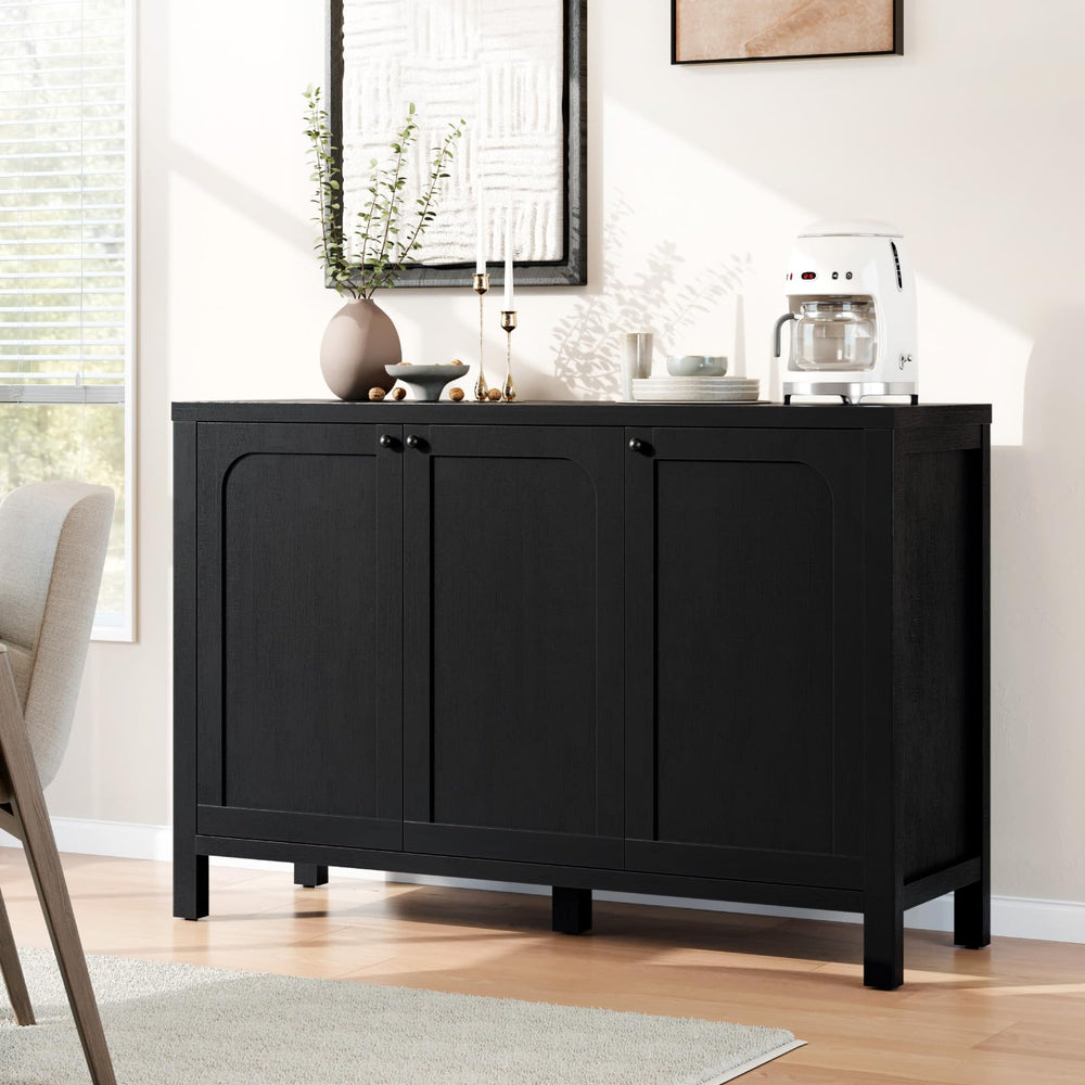 Black Sideboard Buffet Cabinet with Arched Doors