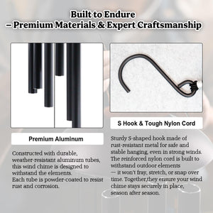74 Inch Extra Large Outdoor Wind Chimes – Deep Tone Aluminum