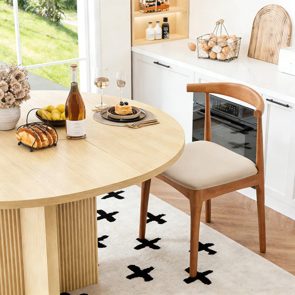 Round to Oval Extendable Dining Table with Extension Leaf
