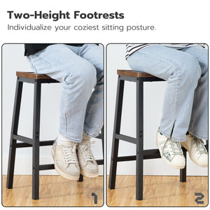 Industrial Saddle Bar Stools Set of 2 with Footrests