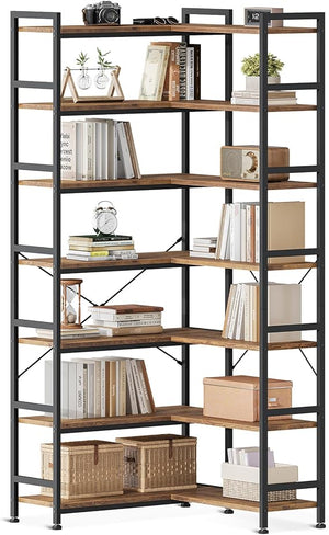 L-Shaped Corner Bookshelf with Metal Frame