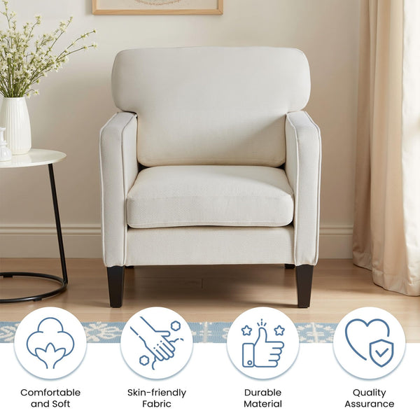 Mid-Century Accent Chair Set of 2 – Upholstered Lounge Chair with Armrest