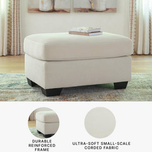 Contemporary Rectangular Upholstered Ottoman – White