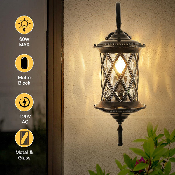 Retro Outdoor Wall Lantern | Coach Light & Dusk to Dawn Sconce | Waterproof Aluminum