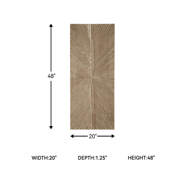 Rustic Sunburst Wood Wall Sculpture – Brown