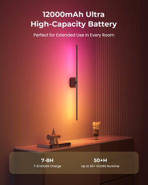40-Inch Rechargeable Smart Wall Sconces Set of 2 with App & Remote Control