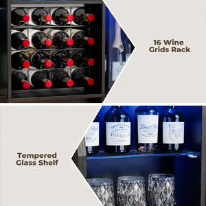 Wine Bar Cabinet with LED Lights & Glass Doors