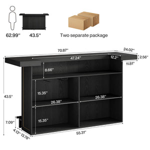4-Tier Bar Table with Wine Glass Holder & Storage Shelves