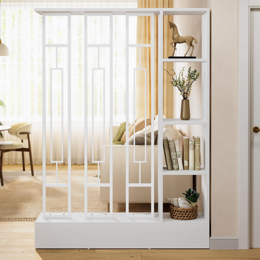 Room Divider Bookcase with Display Shelves, 70.9" H