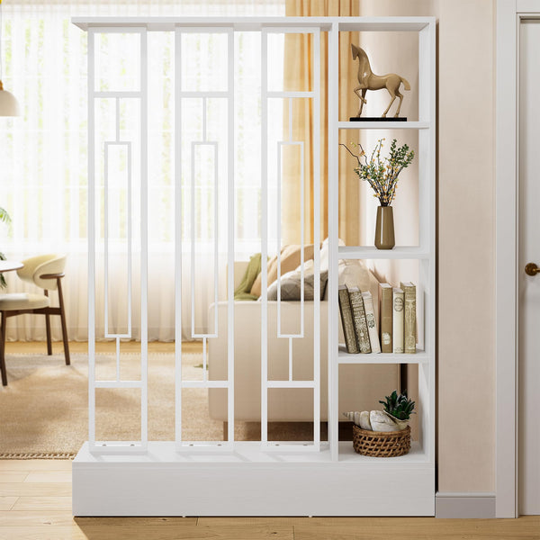Room Divider Bookcase with Display Shelves, 70.9" H