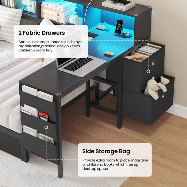 Twin Corner Bed Frame with Desk & Storage