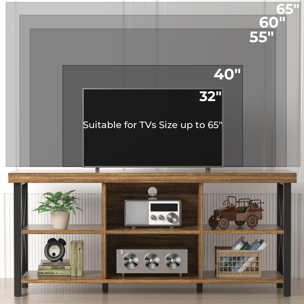 55" TV Stand with 6 Open Storage Compartments
