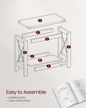 2-Tier Farmhouse End Table with Bottom Shelf