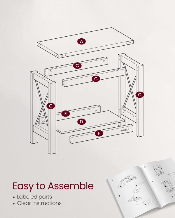 2-Tier Farmhouse End Table with Bottom Shelf