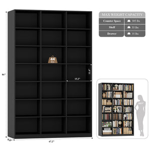 86" Tall 21-Cube Bookshelf – 7-Tier Open Storage Bookcase