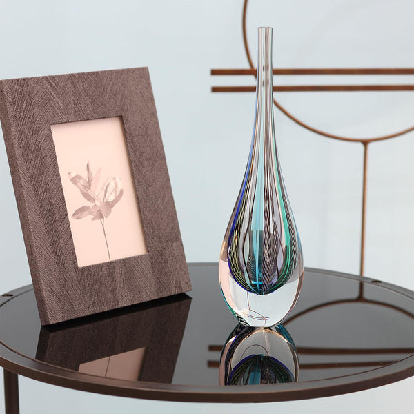 Hand Blown Glass Vase Tall Boho Art Glass Murano Style