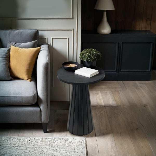 Round Fluted Pedestal Side Table