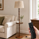 Wood Floor Lamp with Tray — Dimmable, Remote Control, 3 Color Temperatures