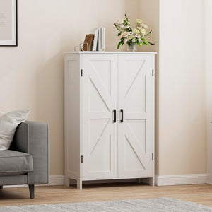 Farmhouse Storage Cabinet with Barn Doors and Adjustable Shelves