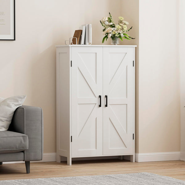 Farmhouse Storage Cabinet with Barn Doors and Adjustable Shelves