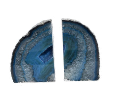 Agate Geode Bookends – Blue Silver Polished Natural Stone