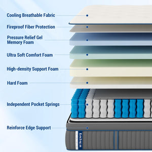 14-Inch Medium Plush Hybrid Mattress with Cooling Gel Memory Foam