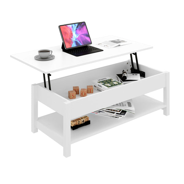 Lift Top Coffee Table with Hidden Compartment & Open Shelf