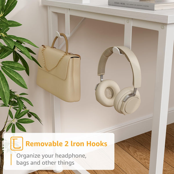 47-Inch Computer Desk with Hutch, Drawers & Power Outlets