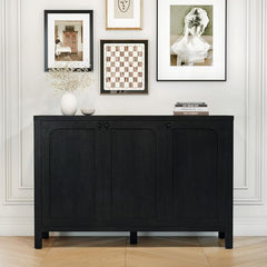 Black Sideboard Buffet Cabinet with Arched Doors