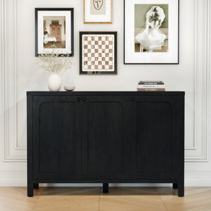 Black Sideboard Buffet Cabinet with Arched Doors