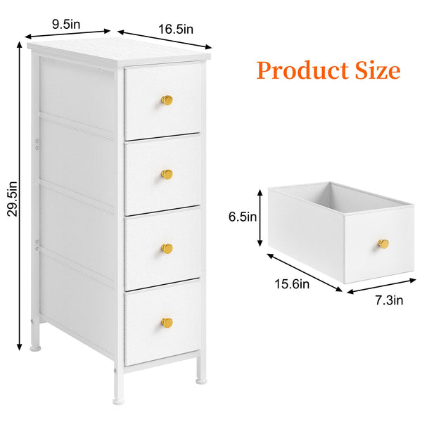 Narrow Dresser with 4 Fabric Drawers