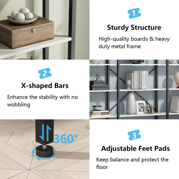 Triple Wide 5-Tier Bookshelf