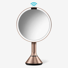 8" Round Sensor Lighted Makeup Mirror — 5x Magnification, Cordless